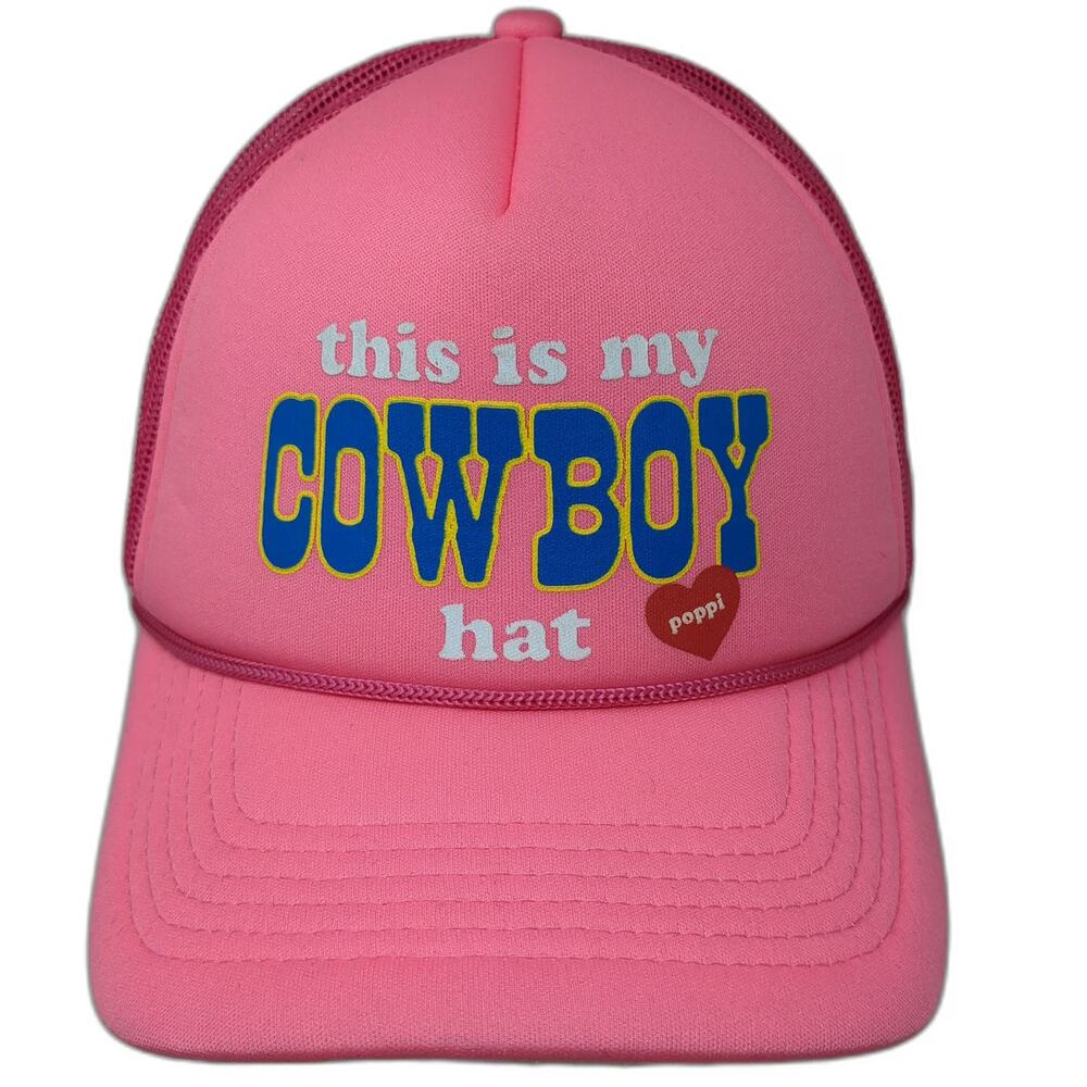 Poppi Trucker Hat Pink One Size this is my COWBOY Graphic Mesh Snapback Rope